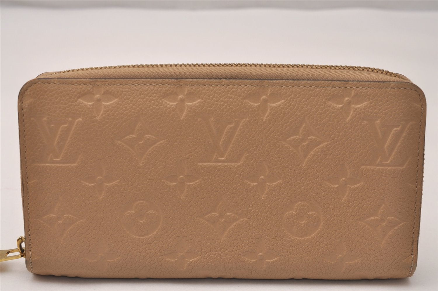 Authentic Louis Vuitton Monogram Empreinte Zippy Wallet Beige M61866 Box 7772J