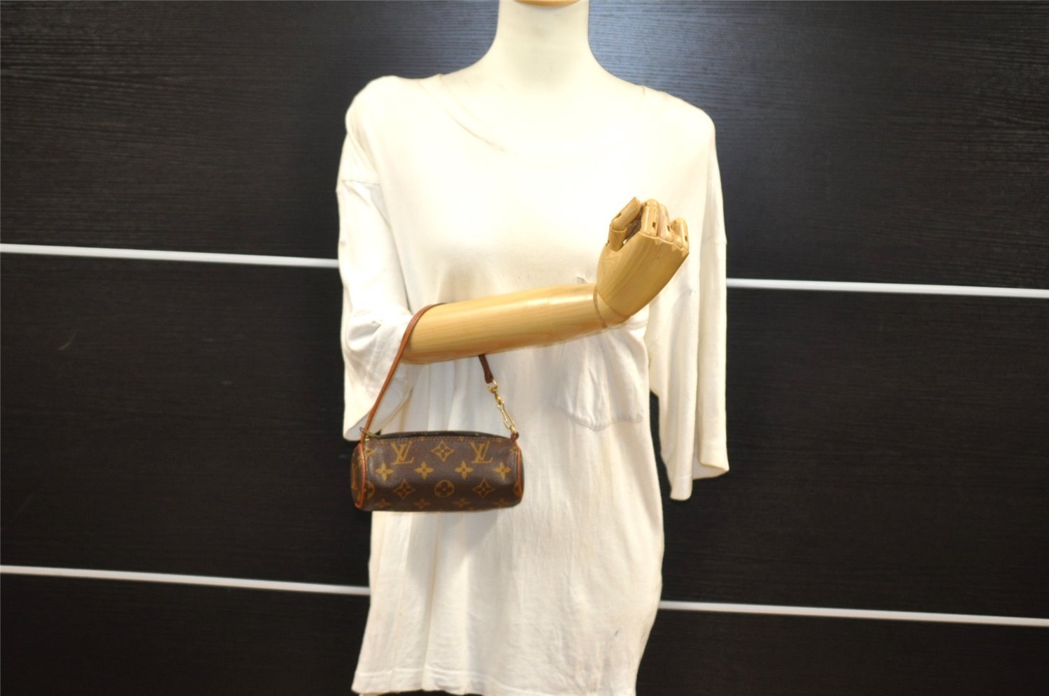 Authentic Louis Vuitton Monogram Papillon Pouch Old Model LV Junk 7774I