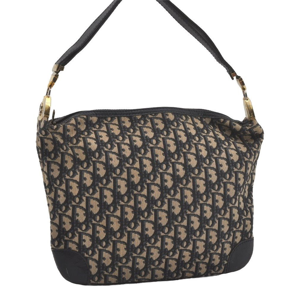 Authentic Christian Dior Trotter Shoulder Hand Bag Canvas Leather Blue 7776I