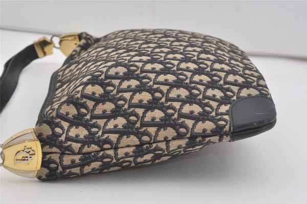 Authentic Christian Dior Trotter Shoulder Hand Bag Canvas Leather Blue 7776I