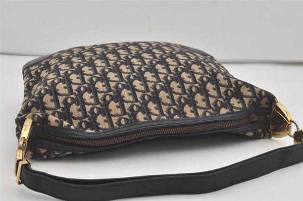 Authentic Christian Dior Trotter Shoulder Hand Bag Canvas Leather Blue 7776I