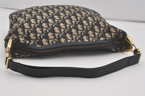 Authentic Christian Dior Trotter Shoulder Hand Bag Canvas Leather Blue 7776I