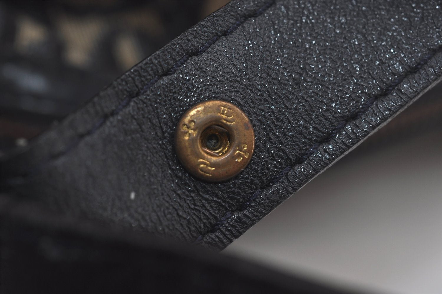 Authentic Christian Dior Trotter Shoulder Hand Bag Canvas Leather Blue 7776I