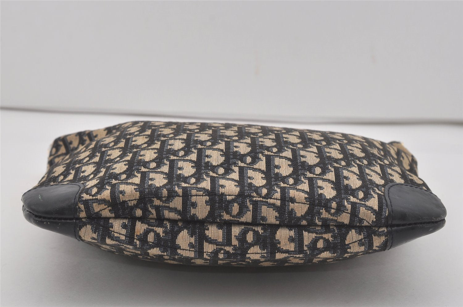 Authentic Christian Dior Trotter Shoulder Hand Bag Canvas Leather Blue 7776I