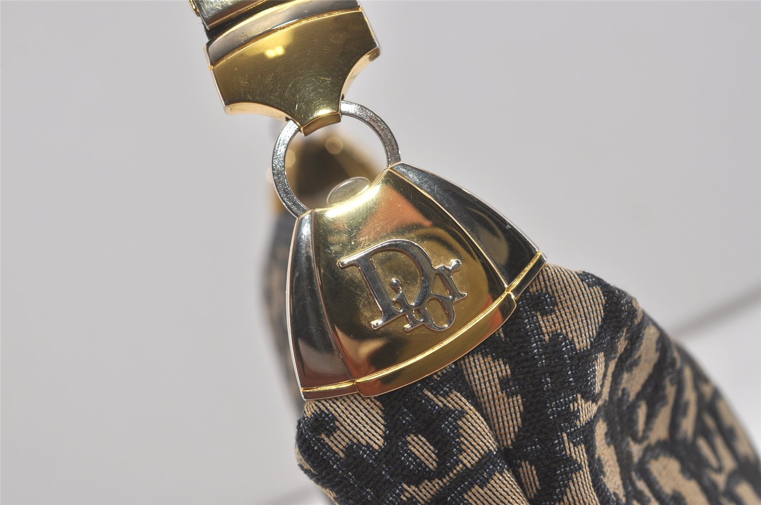 Authentic Christian Dior Trotter Shoulder Hand Bag Canvas Leather Blue 7776I