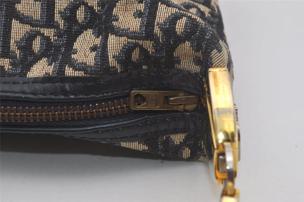 Authentic Christian Dior Trotter Shoulder Hand Bag Canvas Leather Blue 7776I