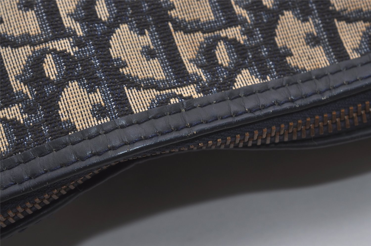 Authentic Christian Dior Trotter Shoulder Hand Bag Canvas Leather Blue 7776I