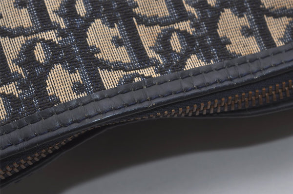 Authentic Christian Dior Trotter Shoulder Hand Bag Canvas Leather Blue 7776I