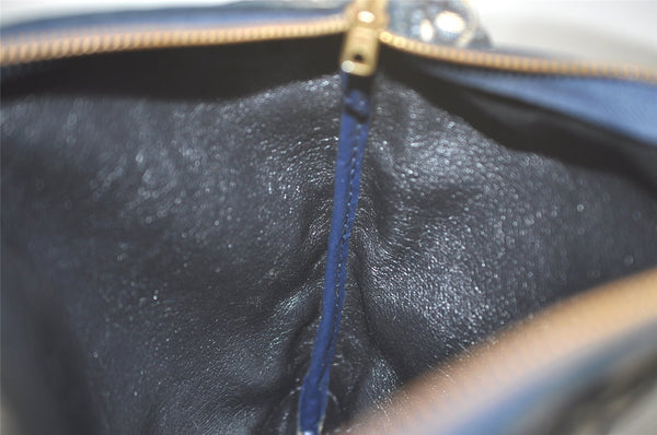 Authentic Christian Dior Trotter Shoulder Hand Bag Canvas Leather Blue 7776I