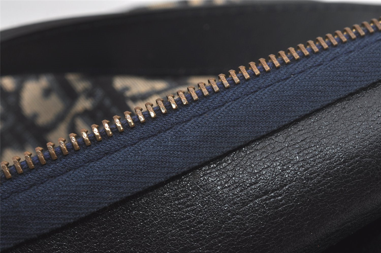 Authentic Christian Dior Trotter Shoulder Hand Bag Canvas Leather Blue 7776I