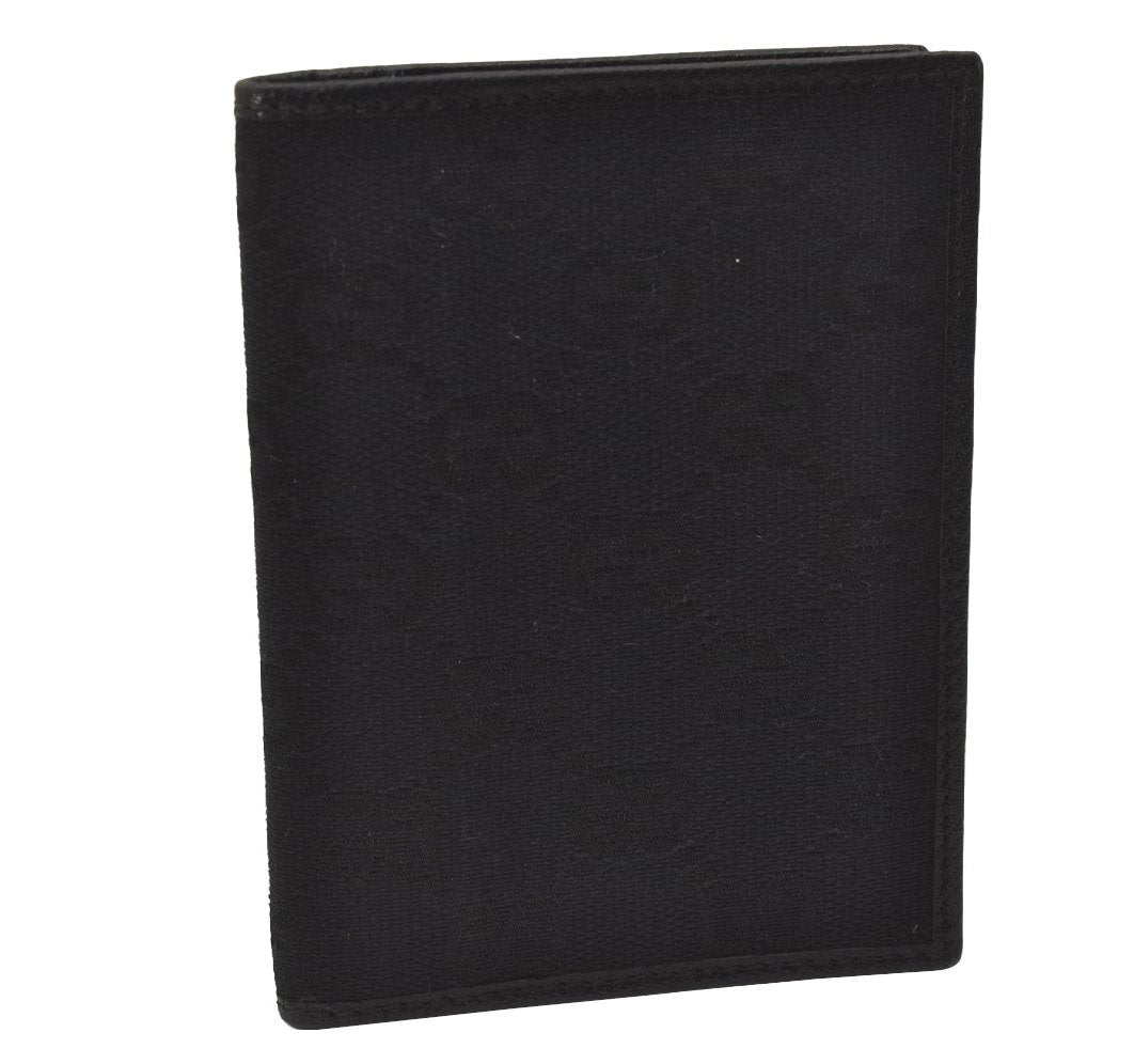 Authentic GUCCI Vintage Card Pass Case Purse GG Canvas Leather 04009 Black 7777J