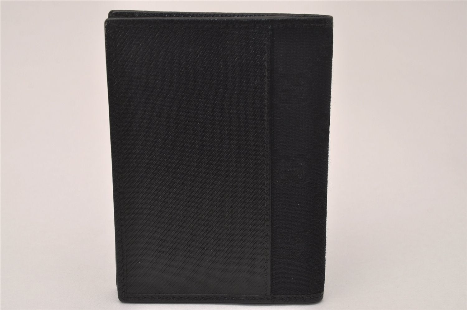 Authentic GUCCI Vintage Card Pass Case Purse GG Canvas Leather 04009 Black 7777J