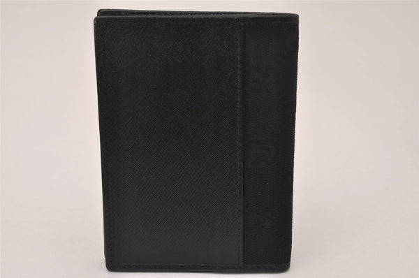 Authentic GUCCI Vintage Card Pass Case Purse GG Canvas Leather 04009 Black 7777J