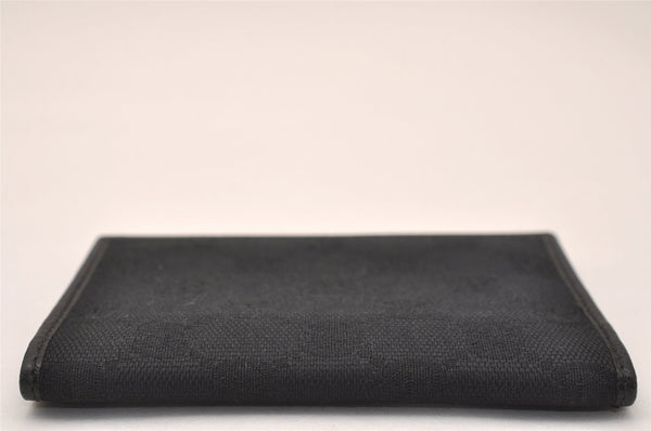 Authentic GUCCI Vintage Card Pass Case Purse GG Canvas Leather 04009 Black 7777J