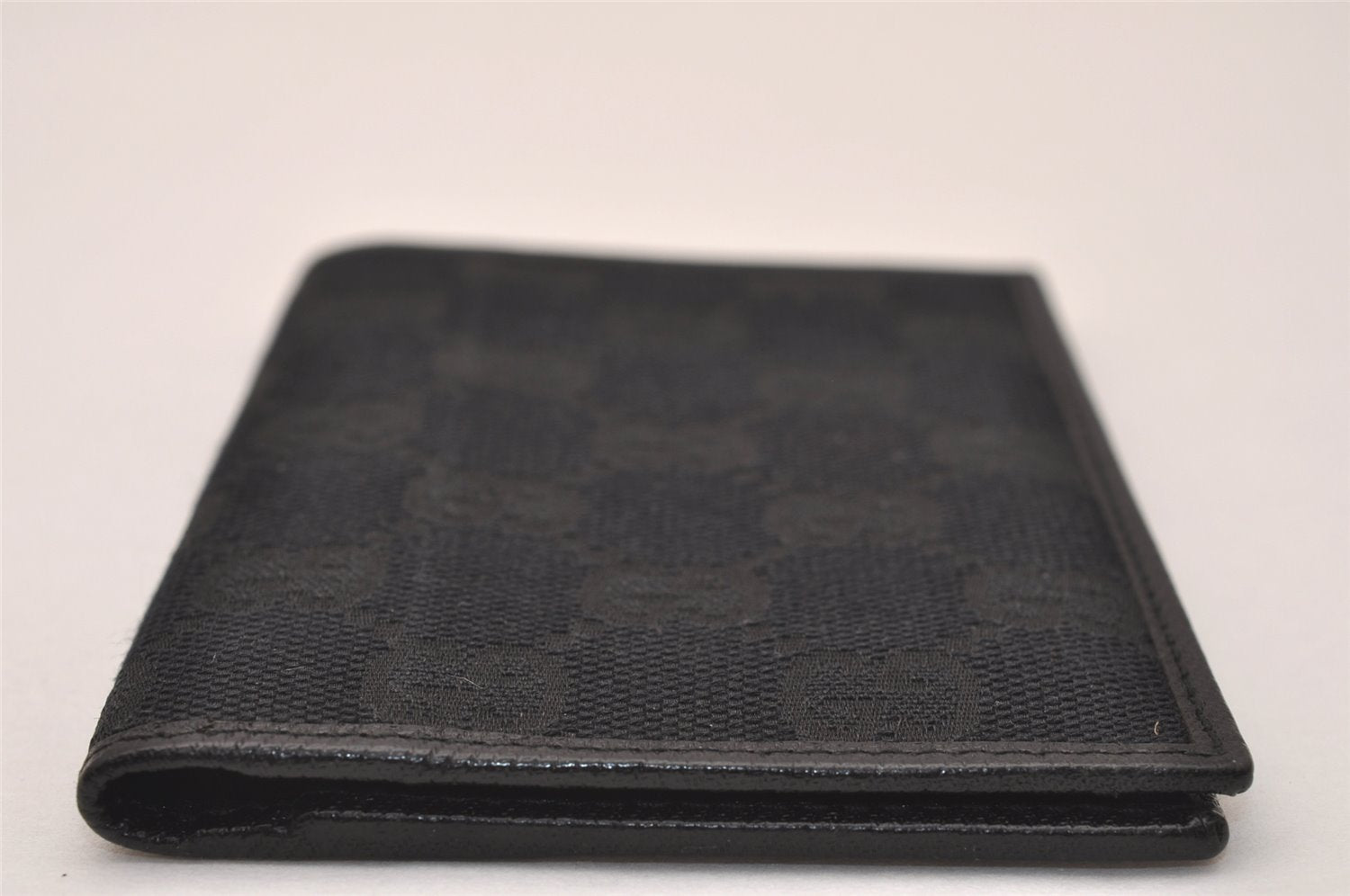 Authentic GUCCI Vintage Card Pass Case Purse GG Canvas Leather 04009 Black 7777J