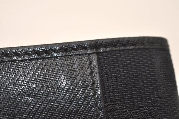 Authentic GUCCI Vintage Card Pass Case Purse GG Canvas Leather 04009 Black 7777J