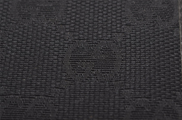 Authentic GUCCI Vintage Card Pass Case Purse GG Canvas Leather 04009 Black 7777J