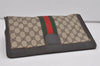 Authentic GUCCI Web Sherry Line Clutch Hand Bag Purse GG PVC Leather Brown 7778I