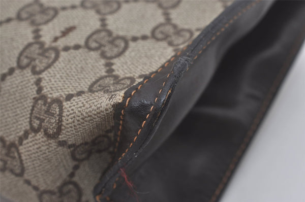 Authentic GUCCI Web Sherry Line Clutch Hand Bag Purse GG PVC Leather Brown 7778I