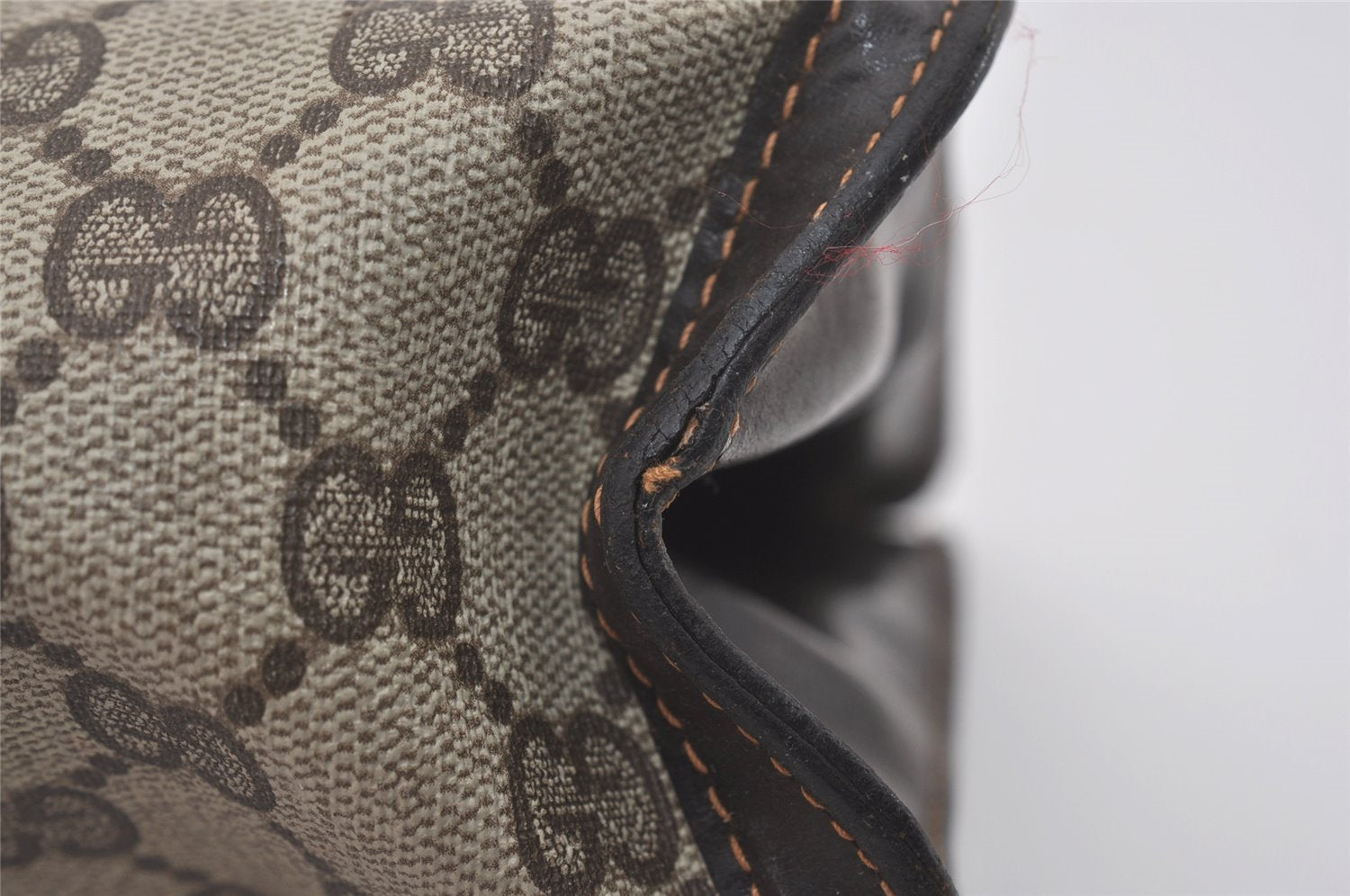 Authentic GUCCI Web Sherry Line Clutch Hand Bag Purse GG PVC Leather Brown 7778I