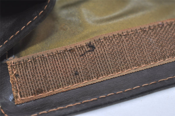 Authentic GUCCI Web Sherry Line Clutch Hand Bag Purse GG PVC Leather Brown 7778I