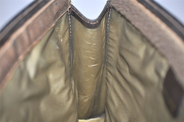 Authentic GUCCI Web Sherry Line Clutch Hand Bag Purse GG PVC Leather Brown 7778I