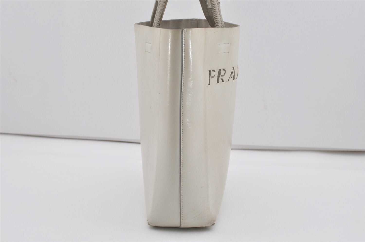 Authentic PRADA Vintage Leather Nappa Shoulder Tote Bag White 7779I