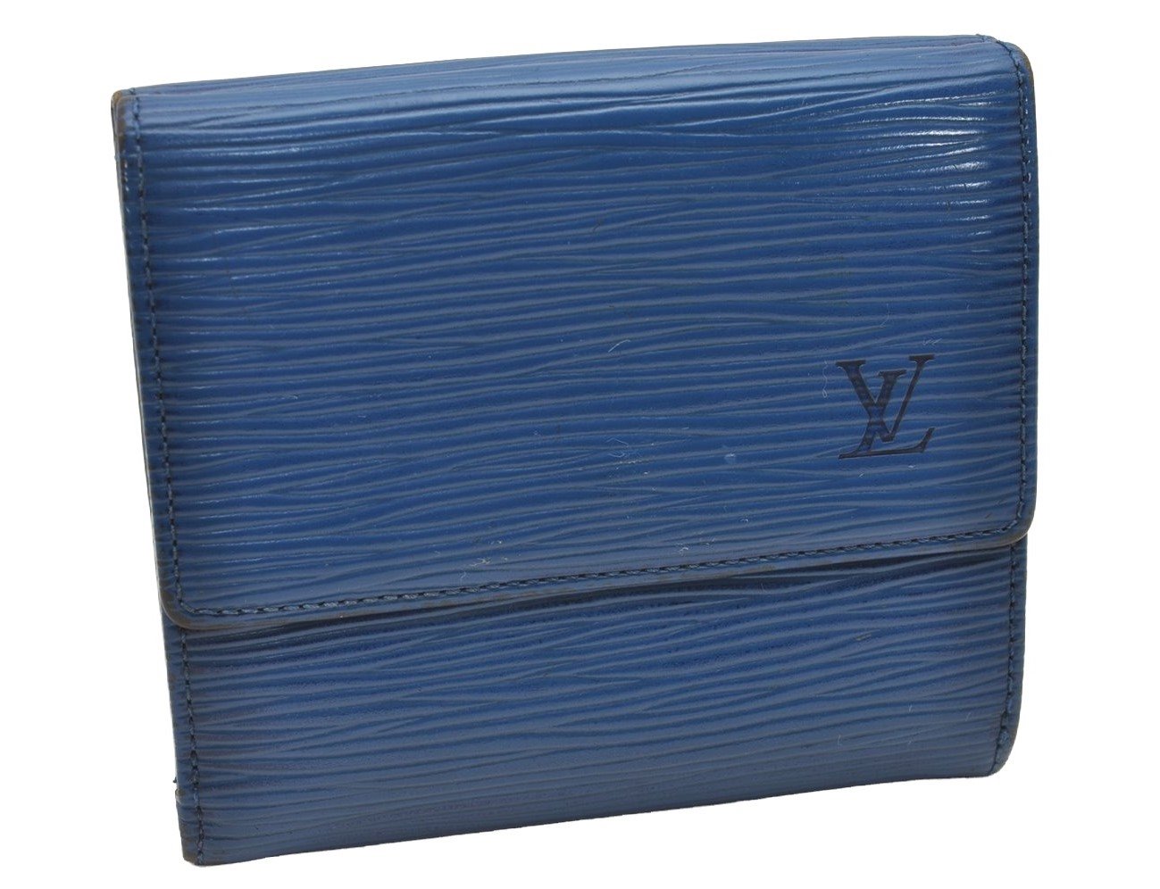 Louis Vuitton Epi Porte Monnaie Billets Cartes Credit Wallet M63485 Blue 7783I