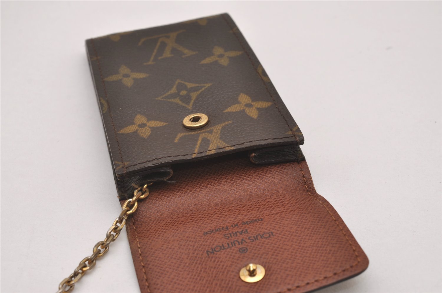 Authentic Louis Vuitton Monogram Porte Cles Badge Key Case Pouch M60048 LV 7786I