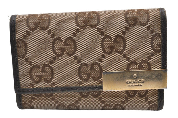 Authentic GUCCI Dice 6 Hooks Key Case Purse GG Canvas Leather 268833 Brown 7787I