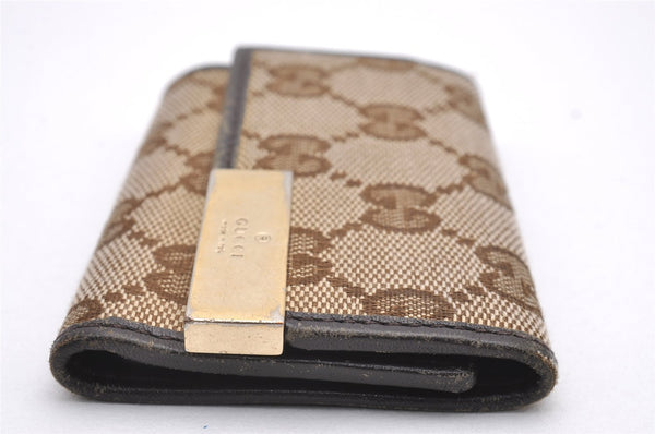 Authentic GUCCI Dice 6 Hooks Key Case Purse GG Canvas Leather 268833 Brown 7787I