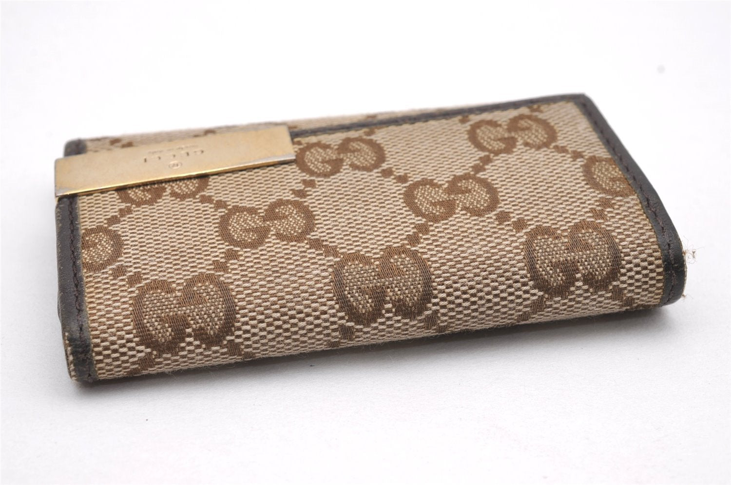 Authentic GUCCI Dice 6 Hooks Key Case Purse GG Canvas Leather 268833 Brown 7787I