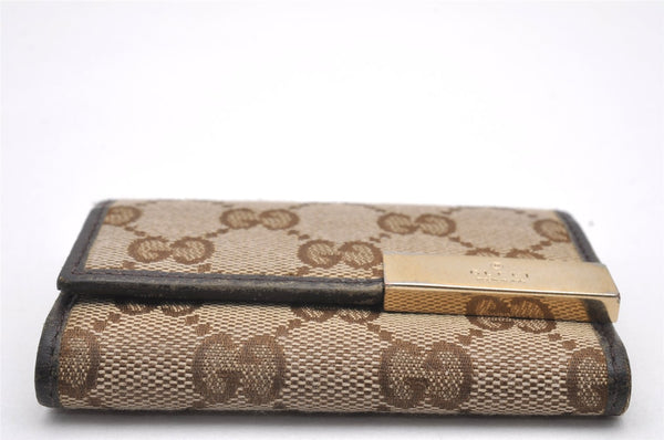 Authentic GUCCI Dice 6 Hooks Key Case Purse GG Canvas Leather 268833 Brown 7787I