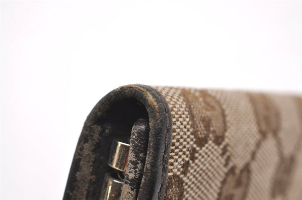 Authentic GUCCI Dice 6 Hooks Key Case Purse GG Canvas Leather 268833 Brown 7787I