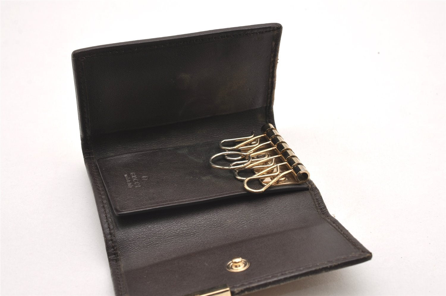 Authentic GUCCI Dice 6 Hooks Key Case Purse GG Canvas Leather 268833 Brown 7787I