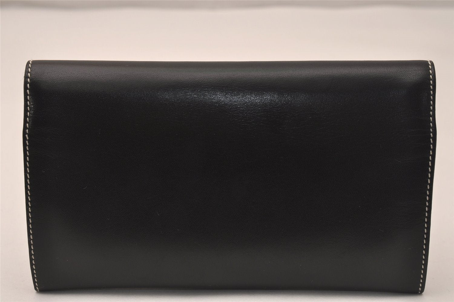 Authentic Christian Dior Vintage Long Wallet Purse Leather Black Box 7787J