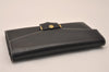 Authentic Christian Dior Vintage Long Wallet Purse Leather Black Box 7787J