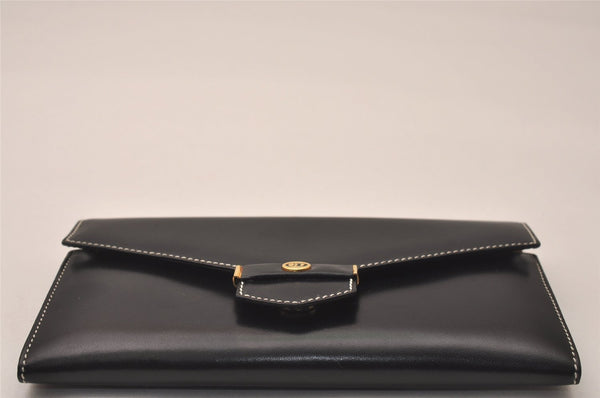 Authentic Christian Dior Vintage Long Wallet Purse Leather Black Box 7787J