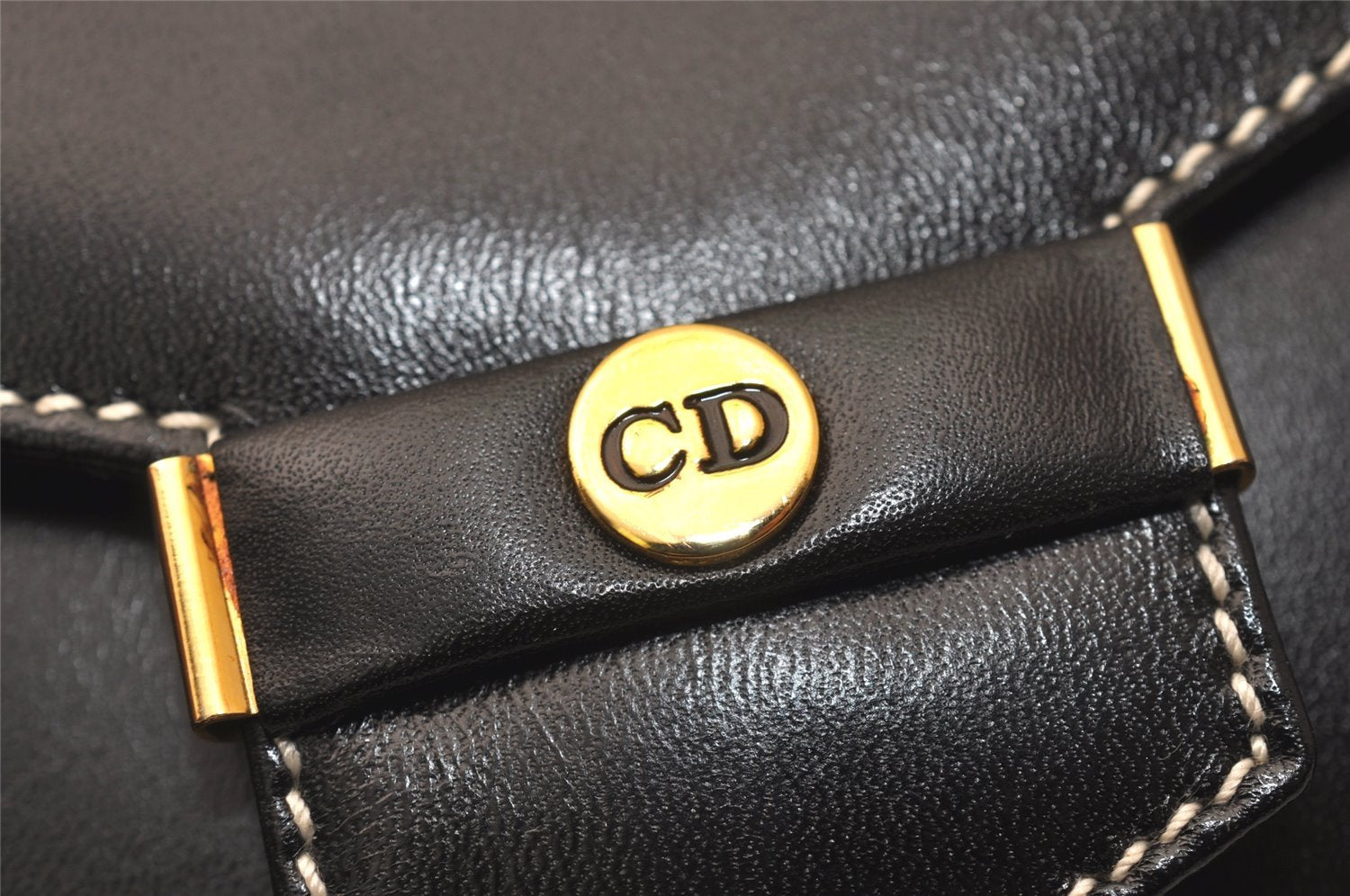 Authentic Christian Dior Vintage Long Wallet Purse Leather Black Box 7787J