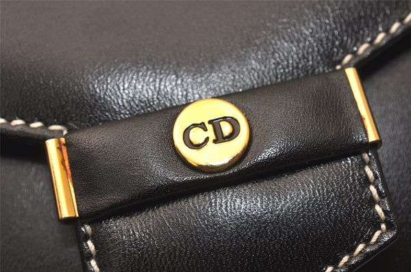 Authentic Christian Dior Vintage Long Wallet Purse Leather Black Box 7787J