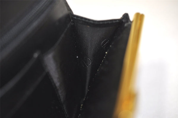 Authentic Christian Dior Vintage Long Wallet Purse Leather Black Box 7787J