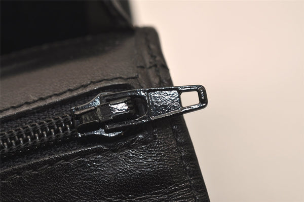 Authentic Christian Dior Vintage Long Wallet Purse Leather Black Box 7787J