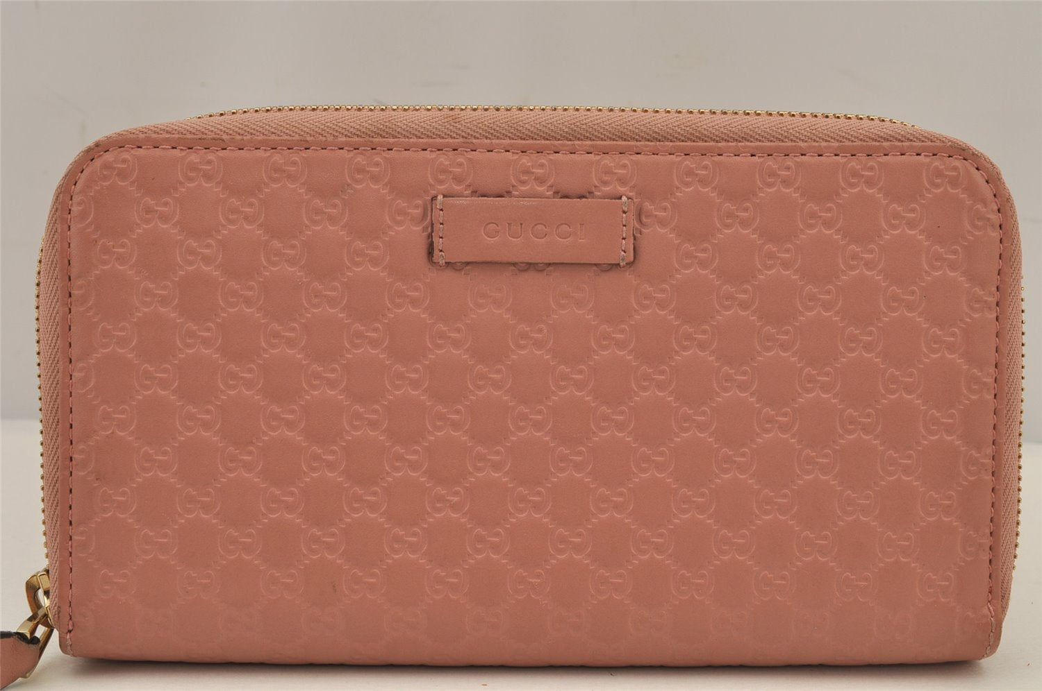 Authentic GUCCI Micro Guccissima GG Leather Long Wallet Purse 449391 Pink 7790J