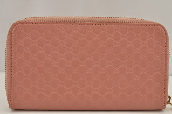 Authentic GUCCI Micro Guccissima GG Leather Long Wallet Purse 449391 Pink 7790J