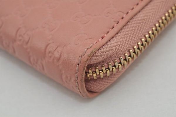 Authentic GUCCI Micro Guccissima GG Leather Long Wallet Purse 449391 Pink 7790J