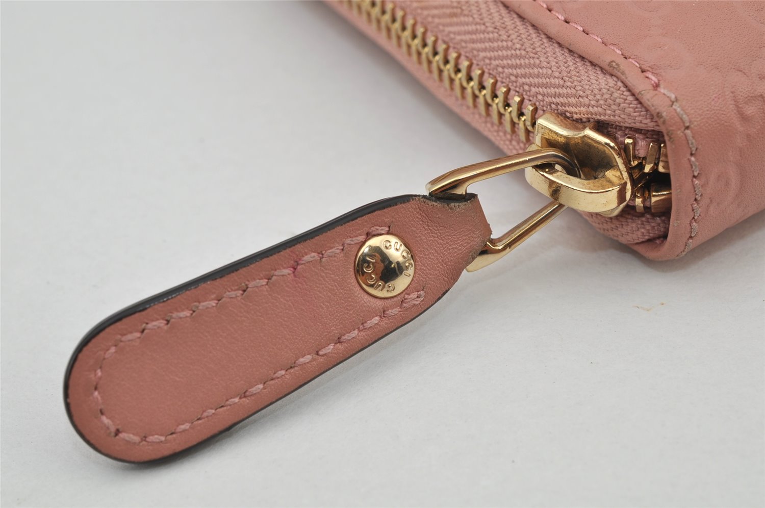 Authentic GUCCI Micro Guccissima GG Leather Long Wallet Purse 449391 Pink 7790J