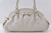 Authentic Christian Dior Vintage Shoulder Hand Tote Bag Leather White CD 7791I