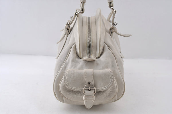 Authentic Christian Dior Vintage Shoulder Hand Tote Bag Leather White CD 7791I