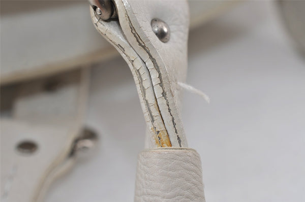 Authentic Christian Dior Vintage Shoulder Hand Tote Bag Leather White CD 7791I