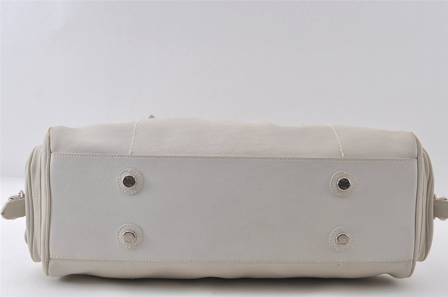 Authentic Christian Dior Vintage Shoulder Hand Tote Bag Leather White CD 7791I